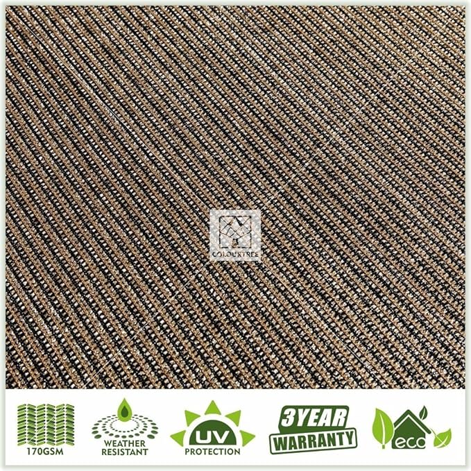 ColourTree Customized Size Fence Screen Privacy Screen Brown 4' x 46' - Commercial Grade 170 GSM - Heavy Duty - 3 Years Warranty - Cable Zip Ties Included