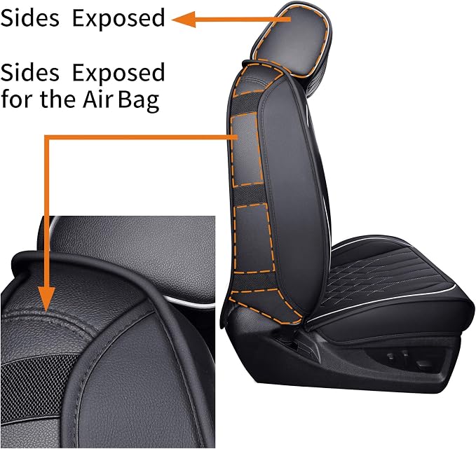 Aierxuan 2Pcs Front Chevy Silverado GMC Sierra Car Seat Covers, Custom Fit 2007-2026 1500 2500 HD 3500 HD Crew, Double, Extended Cab or Pickup Truck, with Waterproof Faux Leather (Black and White)