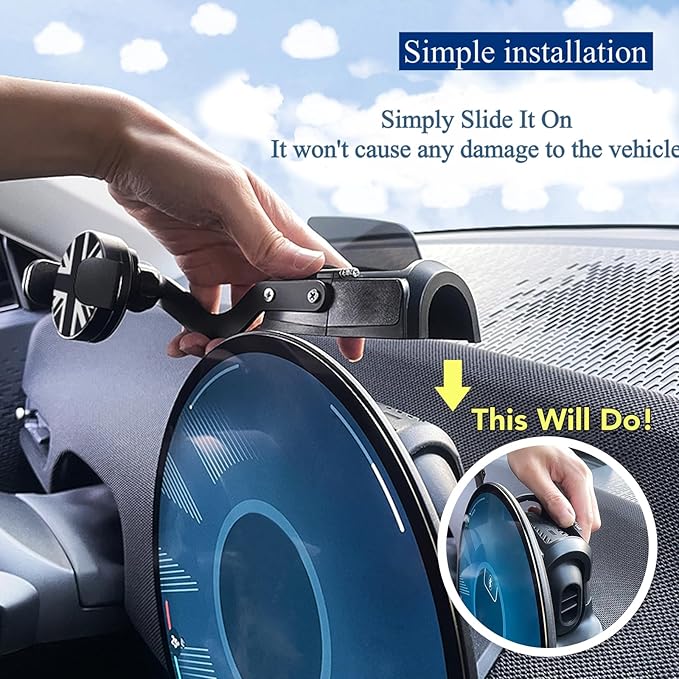 Persevere Car Phone Holder for Mini Cooper F65 F66 J01 J05 F01, Only for Circular Display Screen, 360° Rotatable Phone Mount for 4-6.9'' Smartphones, U25/Rectangular LCDs Not Supported, Manual Left