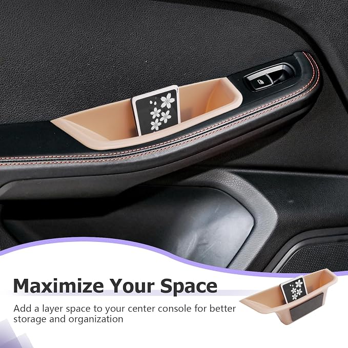 LUWU Door Tray Organizer Compatible with 2015-2025 Porsche Macan S/T/GTS Accessories Center Console Organizer Armrest Console Storage Box Insert Tray ABS Material Beige 4PCS (Not for Macan EV)