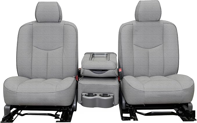 Front Thickened Composite Fabric Seat Covers for Chevy Silverado GMC Sierra 1500 1999-2006 & Classic,Foam-Padded Protection-Gray