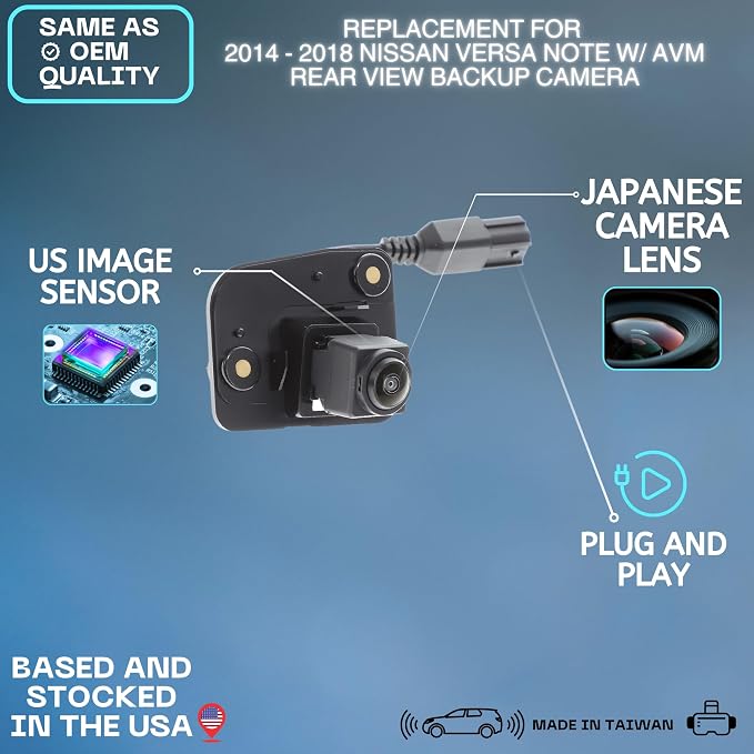 Backup Camera Replaces for 2014-2018 Nissan Versa Note w/AVM OE Part # 284423VA3A, 28442-3VA3A