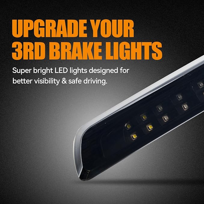 Third 3rd Brake Light LED for 2007-2020 Toyota Tundra, High Mount Rear Brake Lights Assembly for 07-20 Tundra, Waterproof Center Cab Cargo Lamp Stop Light