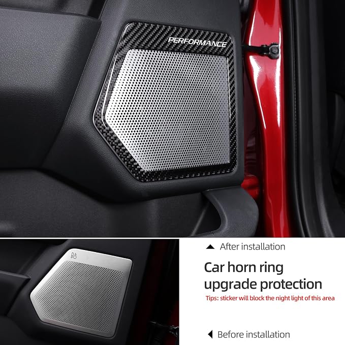 BETTERHUMZ Door Speakers Frame Trim Cover Sticker for Ford F150 2021 2022 2023 2024 2025 Carbon Fiber Interior Accessories (Black)