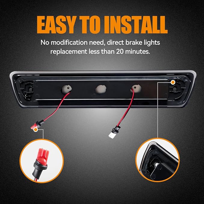 Third 3rd Brake Light, LED High Mount Stop Light for 2009-2014 Ford F150, 10-14 Lincoln Mark LT, Rear Center Cab Roof Tail Cargo Lamp, DOES NOT FIT SVT Raptor & Models with Hill Descent Control