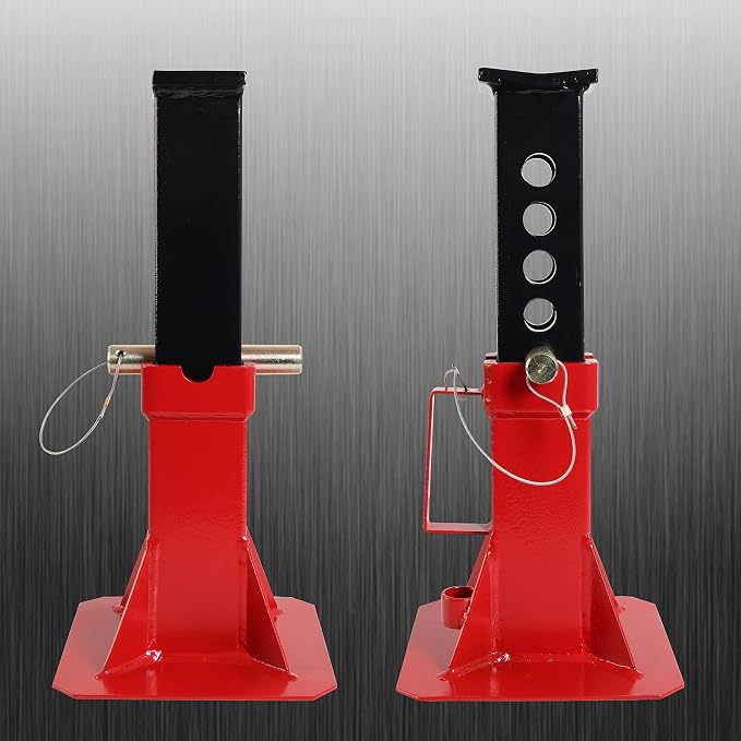 Torin ATZ120005B Heavy Duty Pin Style Adjustable Height Automotive Jack Stands, 12 Ton (26,400 lb) Capacity, Red, 1 Pair