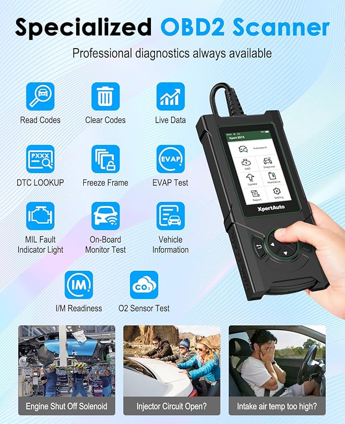 OBD2 Scanner S515 ABS SRS ECM TCM,Car Code Reader, Diagnostic Scan Tool with Reset for ABS/SRS/Oil/EPB/SAS/ETS/Battery/DPF/, Universal for All OBD II/EOBD Protocol Cars After 1996