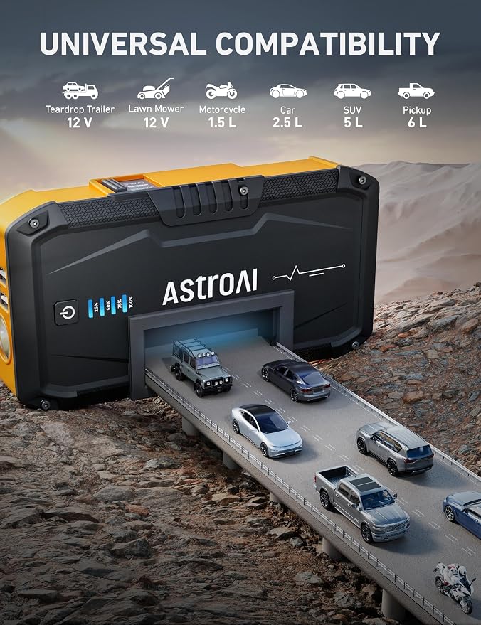 AstroAI S8 Car Battery Jump Starter with Car Battery Tester