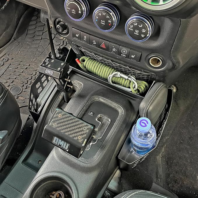 MAIKER Upgrade JK Metal Gear Shift Storage Box Center Console Hanging Box Gear Tray Compatible with 2011-2018 Jeep Wrangler JK JKU 4-door, Tactical Style