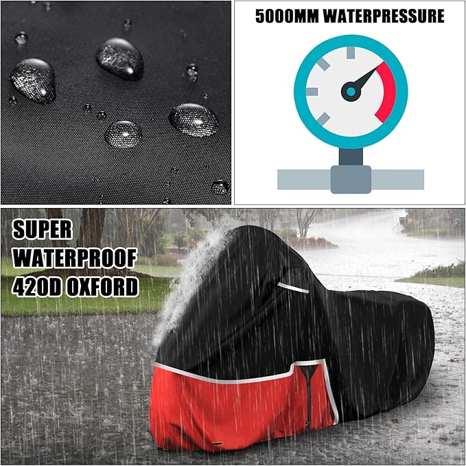 Waterproof Motorcycle Cover Replace for Honda Rebel 300 500 1100 and Shadow 750/ Vtx 1300 /Fury, 420D Oxford Cloth Motorcycle Cover for Snow Rain Dust Protection