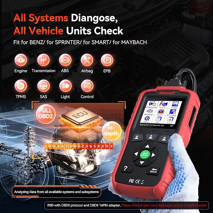 iCarsoft Genuine Mercedes Benz I980 Professional Diagnostic Scanner Tool