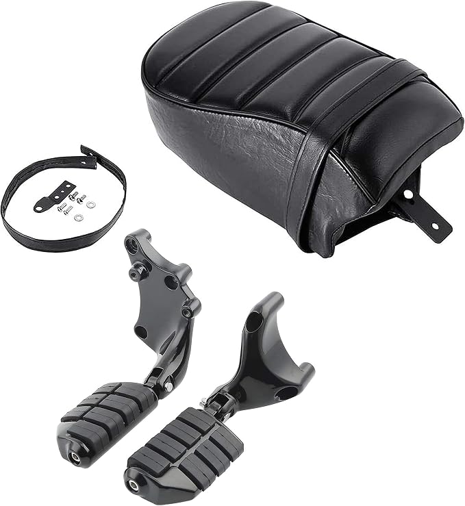 Passenger Pillion Seat with Passenger Anti Vibration Rubber Footpeg Mount Kit fits for Harley 2016-2022 Sportster Iron 883 XL883N Models
