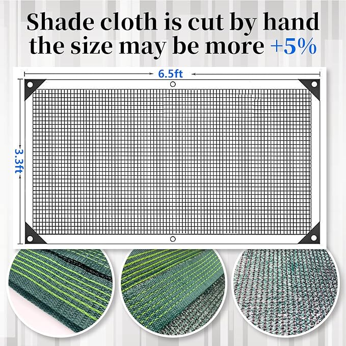 90% Blackish Green Shade Cloth, 3.3x6.5FT Resistant Garden Sun Shade Net, Durable Mesh Shade Tarp with Reinforced Grommets for Greenhouse, Plant, Chicken Coop, Pergola, Swimming, Canopy，Patio，Garden