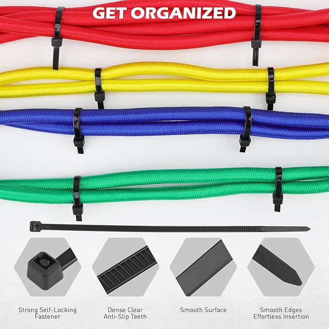60-Piece Bungee Cords Assorted Sizes - 10" 18" 24" 32" 40" Bungee Cords with Hooks, Heavy Duty Outdoor, Large Medium Small Mini Elastic Canopy Tarp Bungee Ball Ties Tarp Clips Organizer