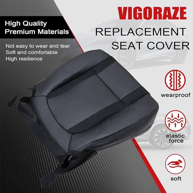 Front Driver & Passenger Bottom & Top Lean Back Replacement Perforated Leather Seat Covers Black Compatible with Ford F150 SVT 2010 2011 2012 2013 2014