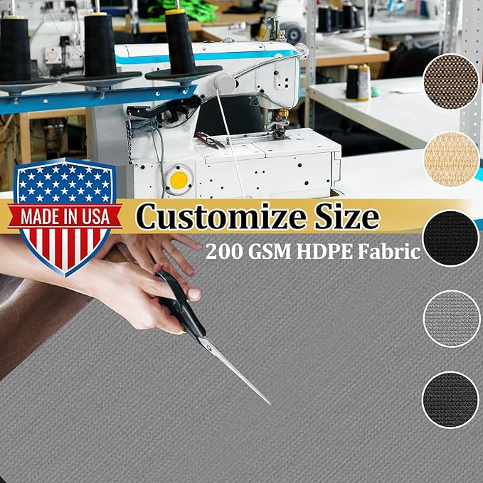 Shade&Beyond Customized Size 17' X 24' Shade Cloth with Grommets, 90% UV Protection UV Protection Mesh Tarp Sun Screens for Patio GN04, Light Gray