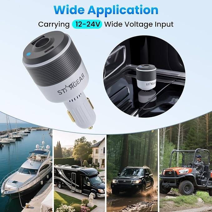 Starlink Mini Car Adapter, 3-in-1 Car Charger for Starlink Mini,12V to 24V DC Step Up Converter with Dual USB Ports, Cigarette Lighter Adapter for Starlink Mini Power Supply,Ideal for RV,Boat