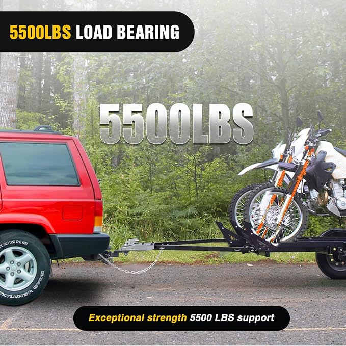 Nilight Tow Bar with Safety Chains, Coupler Fits 2-Inch Hitch Ball, 5500 lbs Towing Capacity, 41-in Opening Width, Bumper-Mounted Universal Towing Bar for RV, Car, Trailer, Truck, Alloy Steel