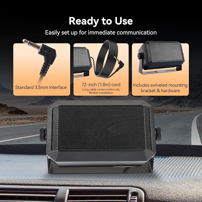 Retevis MB3A AM/FM CB Radio Kit with External Speaker, 40-Channel, Long Range Trucker Radio with Antenna, 12V/24V Cigarette Lighter, PA, Noise Limiter, Emergency Channels 9/19, Cooling System