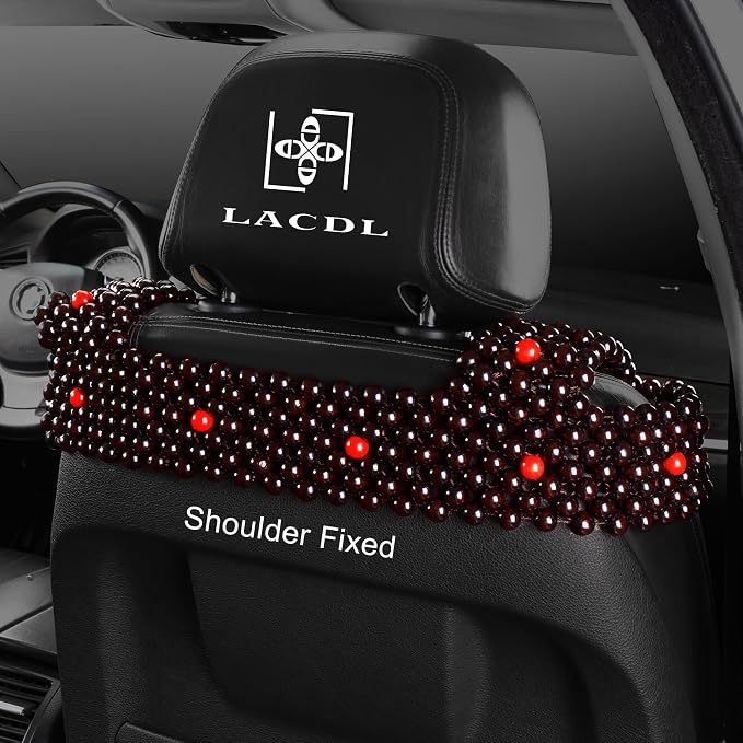 LACDL Beaded Car Seat Covers for Cars, Cooling Bead Seat Cover for Trucks & SUVs - Auto Ventilated Seat Cooler Pad, Natural Wood Breathable Beads - Sweat Protector for Summer, Stars