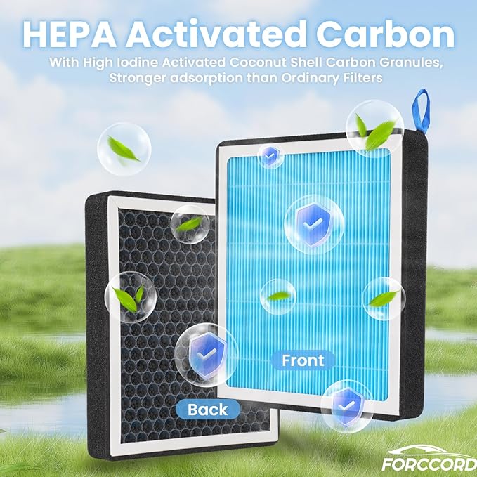 UPGRADED HEPA Cabin Air Filter Fits for Tesla Model S Model X 2021-2024 2025 2026 Activated Carbon Cabin Filter Replacement Tesla Model S Plaid Model X Plaid Car Accessories