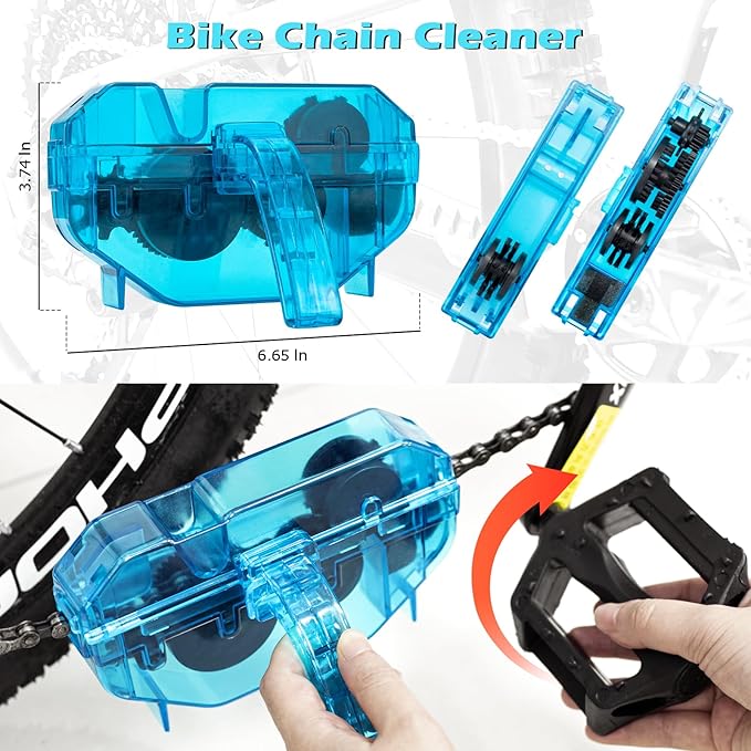 focopot Bike Cleaning Kit with Bicycle Cleaner(25 oz),Degreaser(10 oz),Oil Lubricant(2 oz),Cleaning Brush Tools,Bike Chain Cleaner Kit to Clean and Lube Mountain/Road/MT/EBike