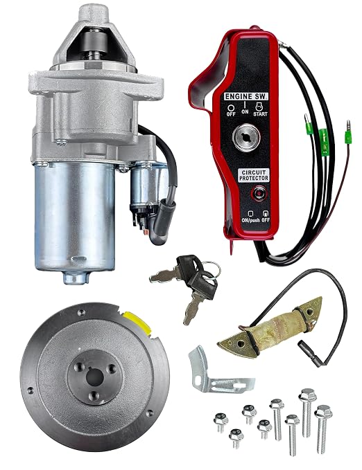 YAMAKATO Electric Start Kit for Honda Gx340 GX390 11HP 13HP Small Engines, Key Box for 339cc-389cc Motor Upgrade Electrical Starter Type 2