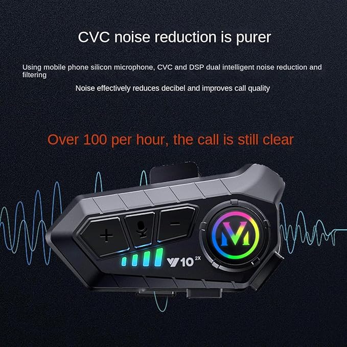 Motorcycle Helmet Bluetooth Intercom IP65 Waterproof Talk Noise Cancelling Dual Communication, 1000mAh Long-Lasting Battery, Helmet Talk Intercom Headset for Riders and Outdoor Adventures (2 Pack)