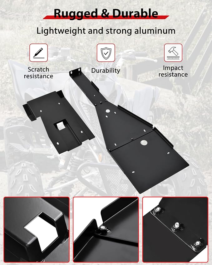 Aluminum Chassis Glide & Swing Arm Skid Plate Guard Protector Kit for Yamaha Raptor 700 700R 2006-2025 Accessories, Black Combined Full Chassis Skid Plate