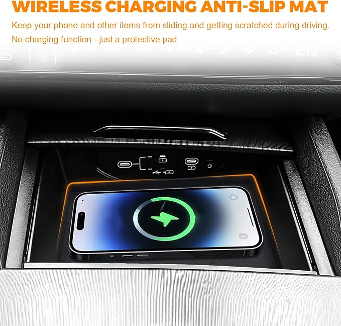 Wireless Charging Anti-Slip Mat for 2026 Kia Sportage Hybrid/Plug-in Hybrid Accessories Wireless Charging Pad Cordless Charger Mat Heat Insulating Silicone Material(Not for Fuel Versions)