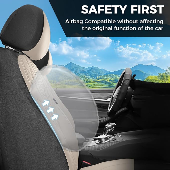FLORICH Car Seat Covers Front Seat, Leather Seat Covers for Cars, Waterproof Car Seat Protector Breathable, Front Seat Covers for Cars, Automotive Seat Covers Universal Fit for Most Car SUV Truck