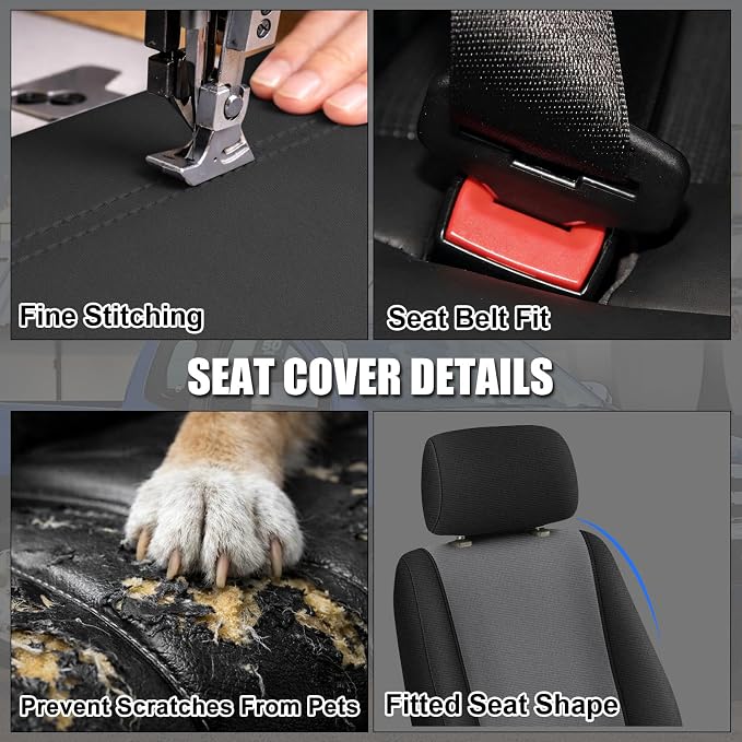 SAPUBK Front Seat Covers Replace for 1995-2004 Toyota Tacoma Flat Bucket Seat, Premium Neoprene with Composite Soft Foam Lining Breathable Seat Cover Cushion