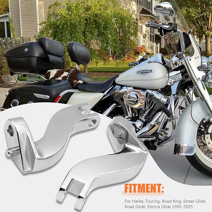 Universal 10mm Highway Passenger Footpegs/Footrests + Rear Passenger Foot Peg Mount Bracket for for Harley Touring/Street Glide/Electra Glide/Road King/Road Glide