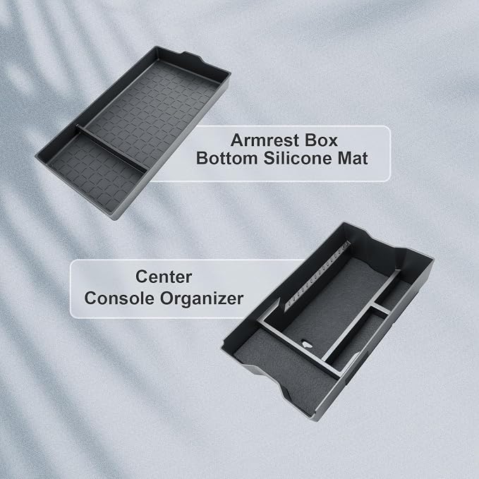 BIBIBO 2Pack for 2026 Toyota RAV4 Center Console Organizer 2026 Toyota RAV4 Console Armrest Tray +Console Armrest Box Bottom Silicone Mat 2026 RAV4 Central Insert Organizer 2026 RAV4 Accessories