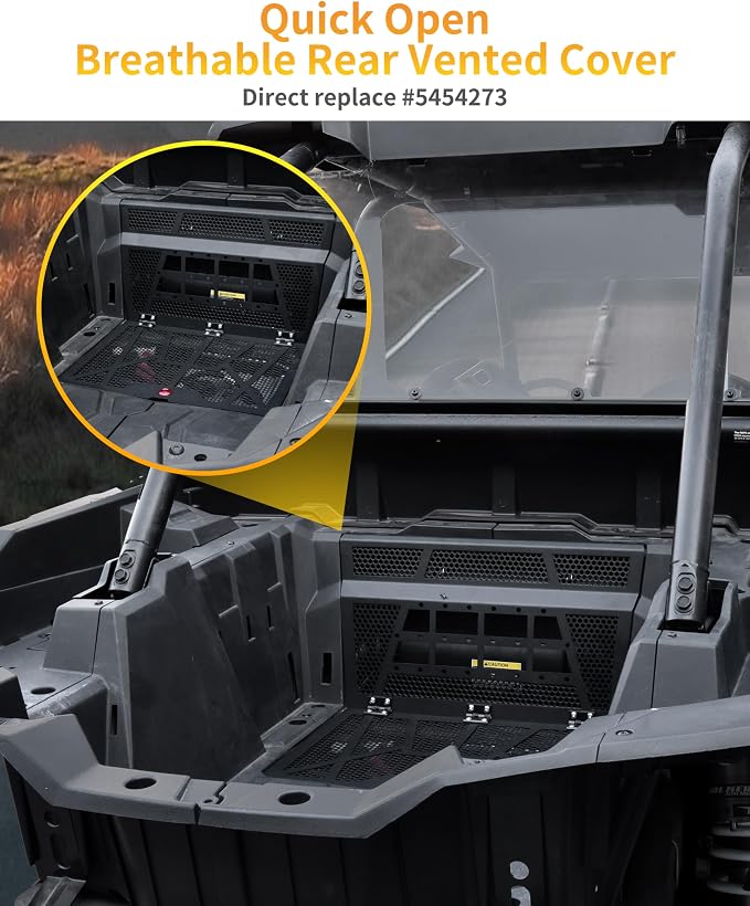 Vented Engine Cover for Polaris RZR XP 1000 / RZR XP Turbo 2014-2023, Aluminum Quick Open Breathable Rear Vented Bed Cover Access Panel(Replace #5454273)
