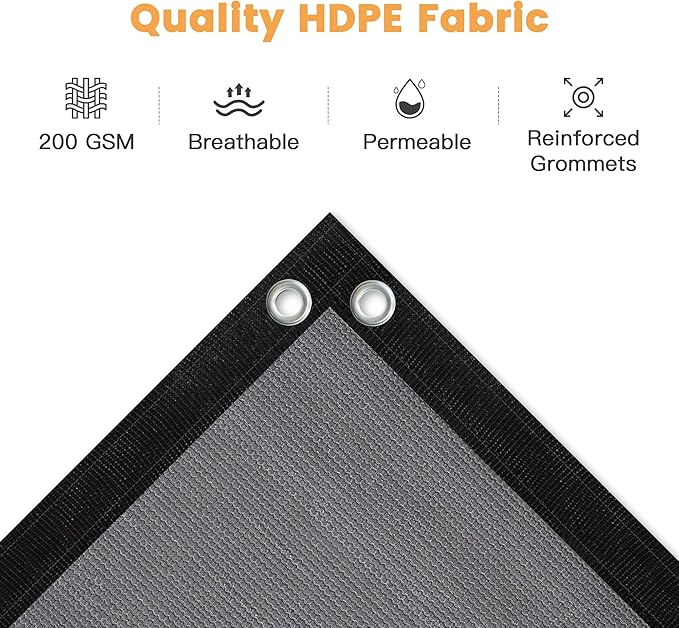 VICLLAX Shade Fabric Sun Shade Cloth Privacy Screen with Grommets for Patio Garden Pergola Cover Canopy 8x12 FT, Grey