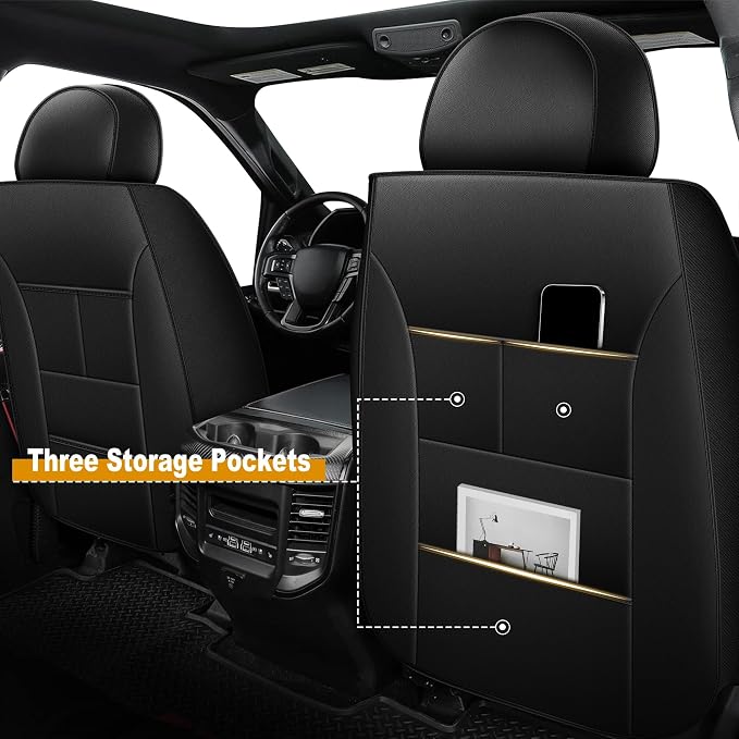 TTX LIGHTING Seat Covers Fit for Dodge RAM : 2002-2025 2026 Compatible with RAM 1500 2500 3500 Crew Quad Regular Cab Full Set Seat Covers Truck Pickup Car Seat Covers(5 Seats, Redline, Curved Bench)