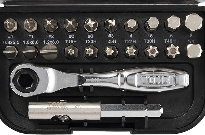 TONE Bit Ratchet Set BRS20 1/4" Hex Shank Bit Black 22-Piece
