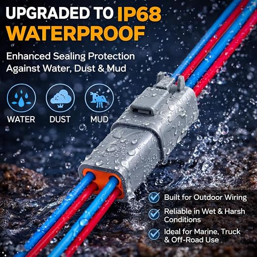 JRready ST6309 Deutsch DT Connector Kit 416PCS, 2 3 4 6 8 12 Pin IP68 Waterproof Automotive Electrical Connectors, Size 16 Solid Contacts, 14-20 AWG for Car Truck Boat Off-Road Wiring