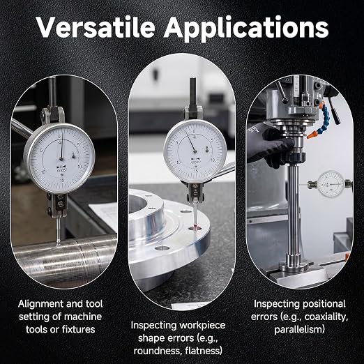 0.060'' by 0.0005'' Horizontal Test Indicator with Dovetail Clamps Mount, Dial Test Indicator for Accusize Industrial Tools 0511-2001, 1.5'' Dial Diameter, 0-15-0 Dial Reading