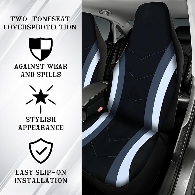 High Back Curved Car Seat Covers,Universal Car Seat Cover Full Set,Plush Steering Wheel Cover,Fit Sedans,Cars,Vans,SUV,Truck(Black)