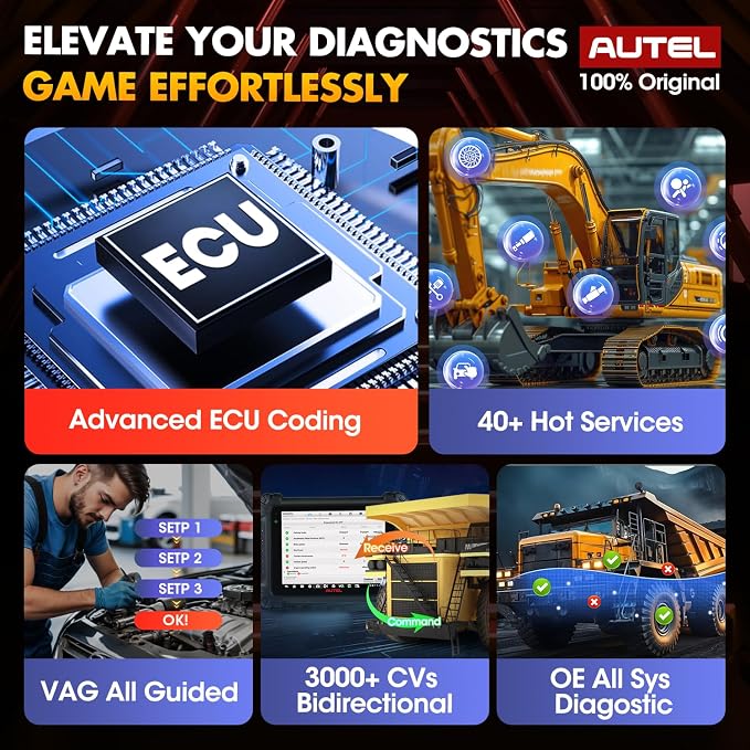 Autel Original MaxiSYS CV CAT 9-PIN Adapter, 9-Pin Off-Highway Vehicle Adapter for Caterpillar Engines, Compatible with Autel Scanner MaxiSYS CV MS908CV, MS908CV II, MS909CV, MS906CV and VCI