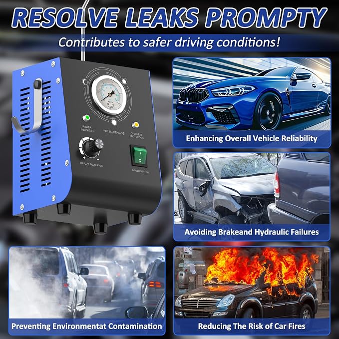 Automotive Smoke Machine Leak Detector, 19PSI Upgraded Dual Mode with Built-in Air Pump & Pressure Gauge, 12V DC EVAP Vacuum Exhaust Fuel Pipe Diagnostic Tool for Vehicles, ATV, Boat