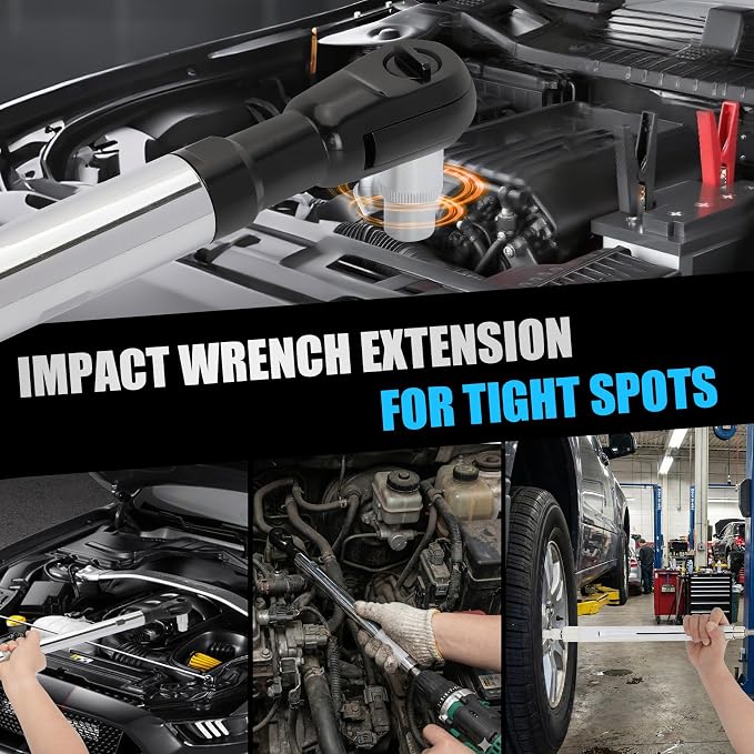 Offset Extension Wrench, 1/2'' Electric Offset Extension for Tight Spaces - 3 in 1 Manual/Electric/Pneumatic Wrench that Can Be Switched, Suitable for Use in Any Narrow Spaces