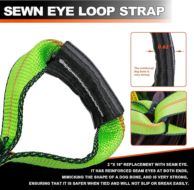 8 Point Roll Back Vehicle Tie Down Kit,with Heavy-Duty Chain Extension on Both Ends,2" x 16',and Ratchet Handle - Tow Strap Kit for Vehicles and Cars Tie Down Straps Tow System