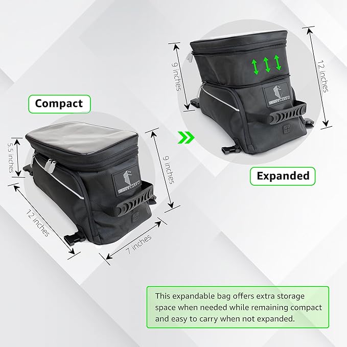 Motorcycle Tank Bag - Durable Water-Resistant Black Tank Bag with Ample Storage - Charging Cable Access, Non-Scratching Design, Universal Fit - Easy Removal for Adventure and Daily Rides