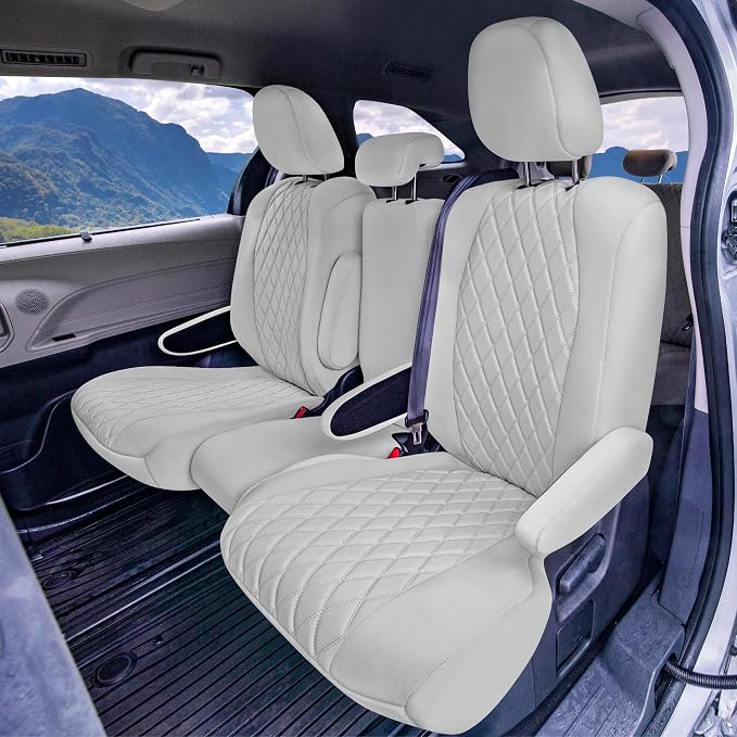 FH Group Custom Fit Car Seat Covers Specifically Made for Toyota Sienna 2021-2024, Solid Gray Ultraflex Neoprene Full Set Automotive Seat Covers, 8 Seater SUV Seat Covers, Toyota Accessories