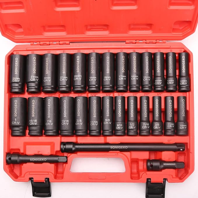 29 pieces 1/2" Drive Impact Sockets Set，18 pieces Impact Drive Extension Bar Set