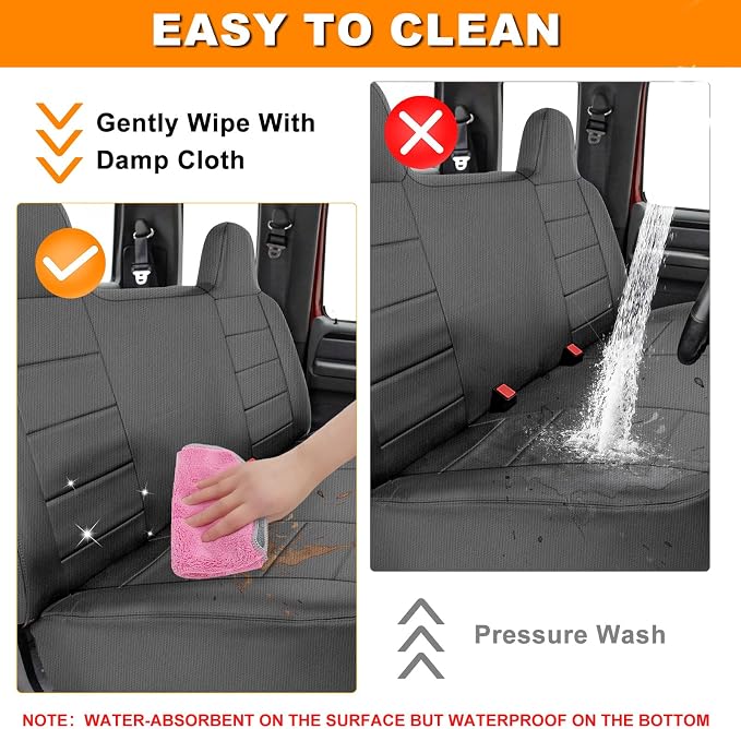 Seat Cover Compatible with 1992-1998 Ford F150/F250/F350 Solid Bench with Molded Headrest (No Center Armrest), Heavy Duty Knitted Fabric