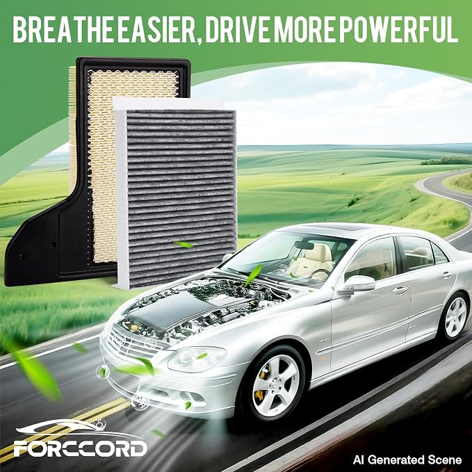 Cabin & Engine Air Filter Fit for Ford Mustang 2023, 2015-2017 3.7L, 2015-2022 2.3T, 2015-2022/2024 5.0L Activated Carbon Cabin Filter Replace#CF12152 CA11958 Car Accessories